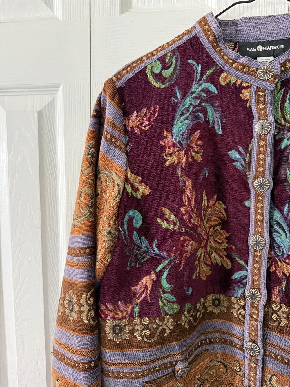 Vintage Sag Harbor Women's Tapestry Floral Jacket Sz 12 - Picture 4 of 8
